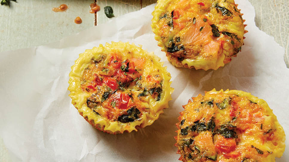 Three breakfast egg muffins.
