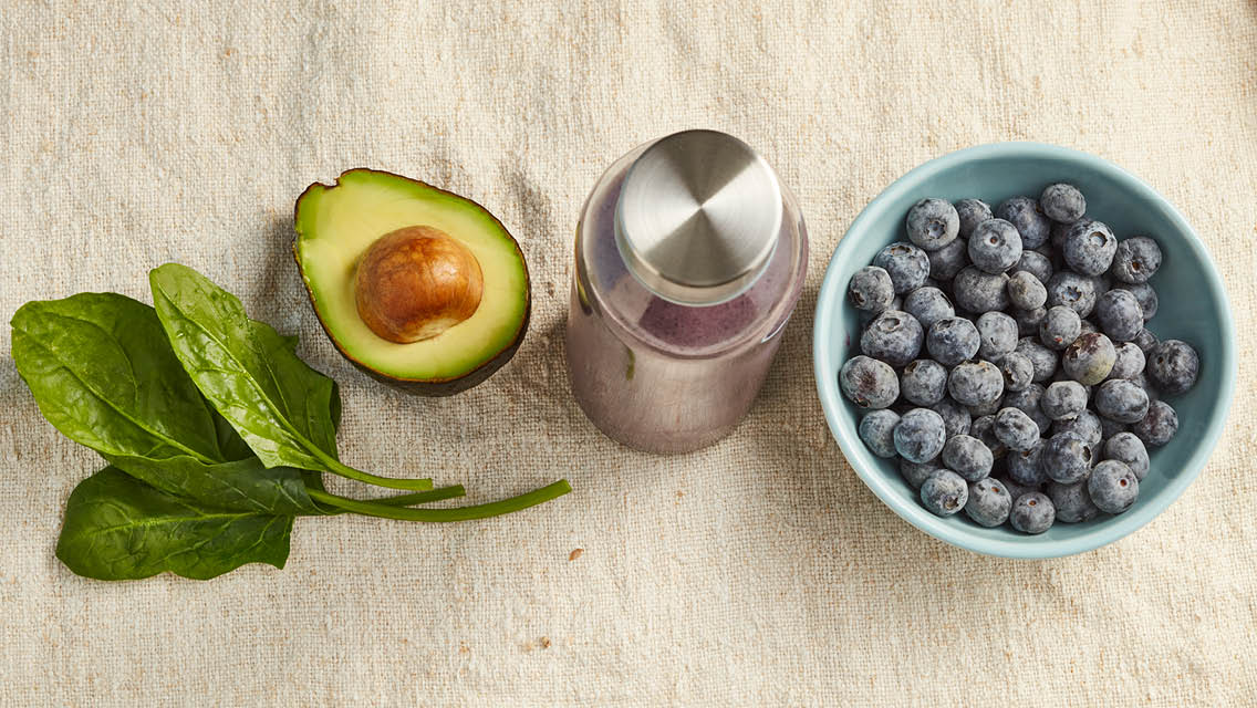 ingredients for a purple smoothie