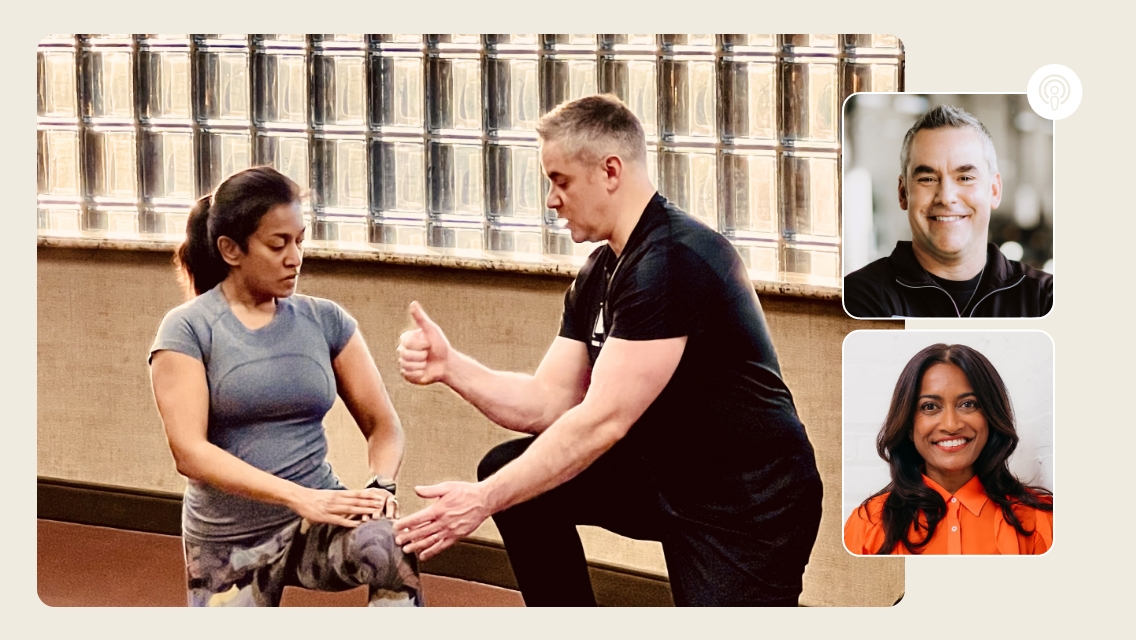 Rosina and Brian smiling photos and stretching