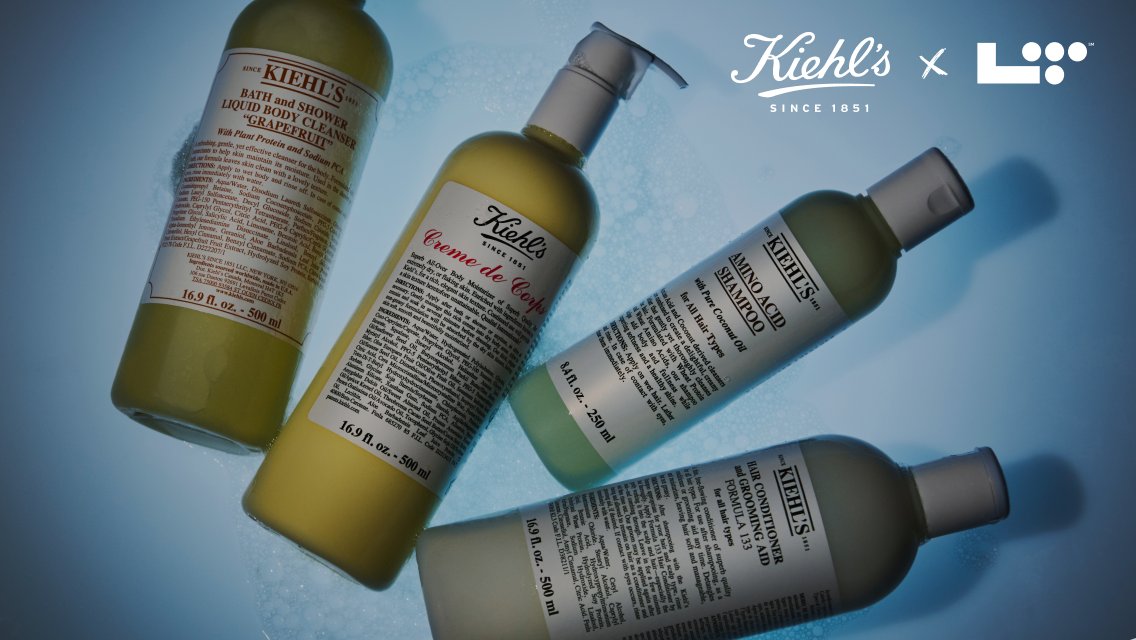 Four Kiehl's products with the Kiehl's and Life Time logos