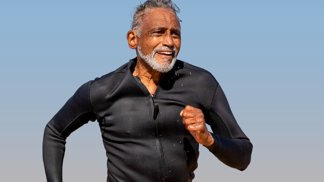 Person jogging on a beach
