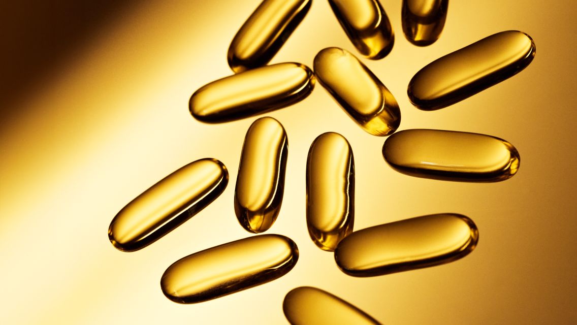 A number of fish oil capsules.