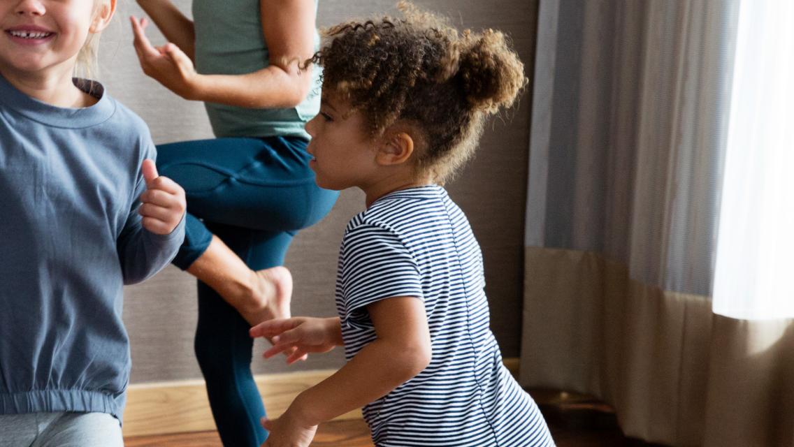 little child jumping around