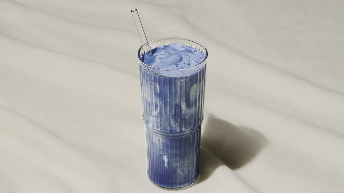 glass of blue shake