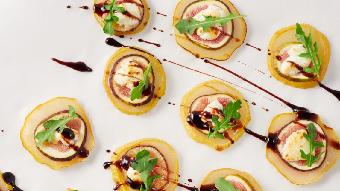 Pear fig bites on a white background.