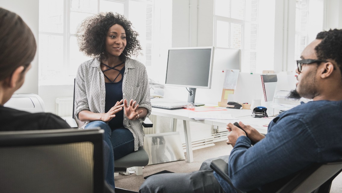 Coworkers collaborating