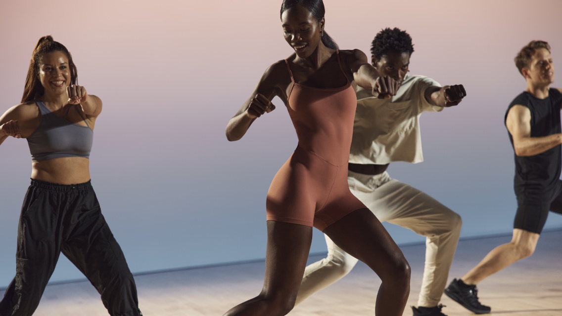 Four people in a dance class at Life TIme