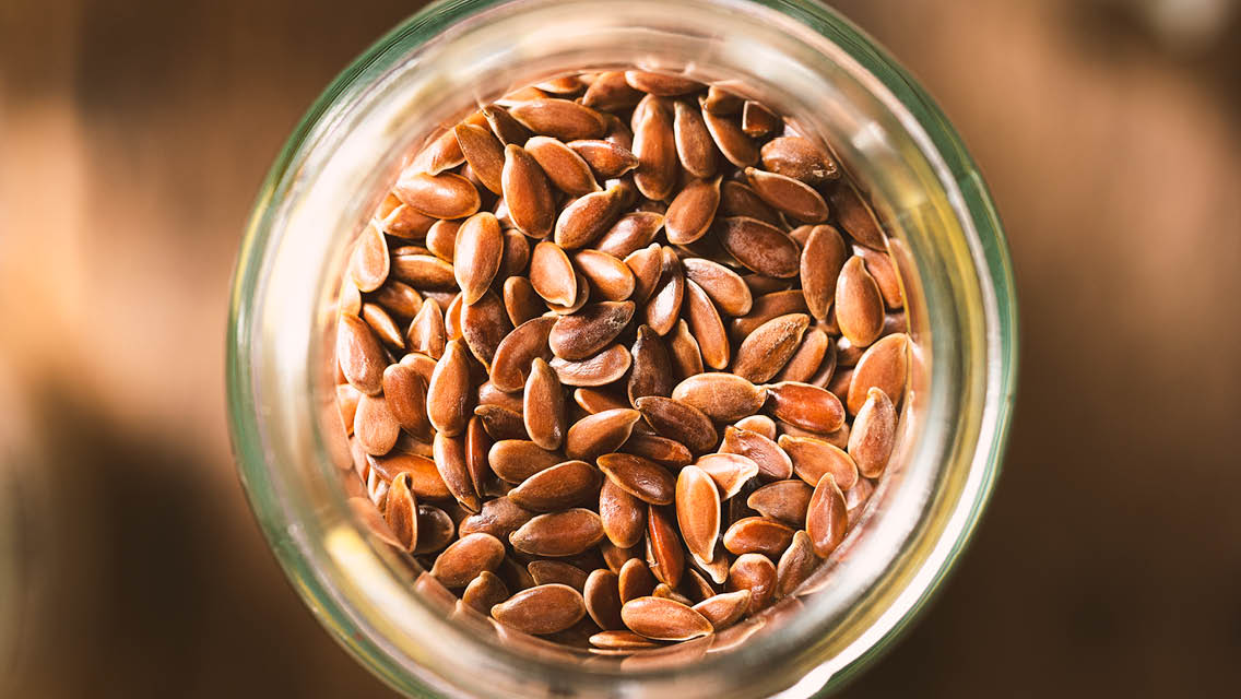 a jar of flaxseeds