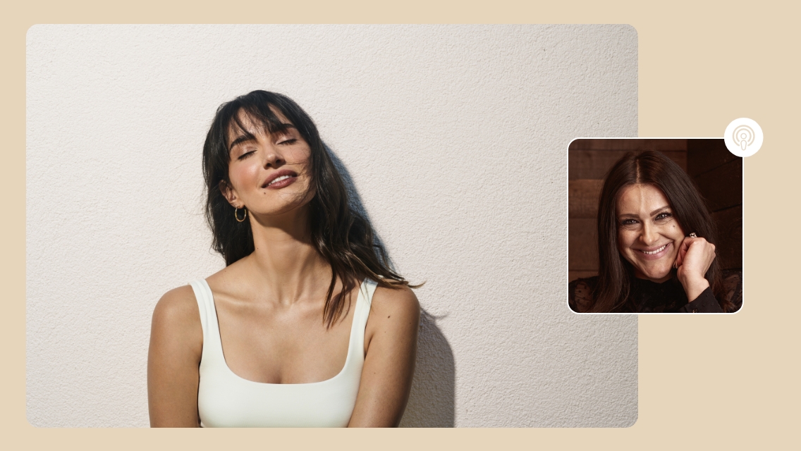 woman smiling with white background