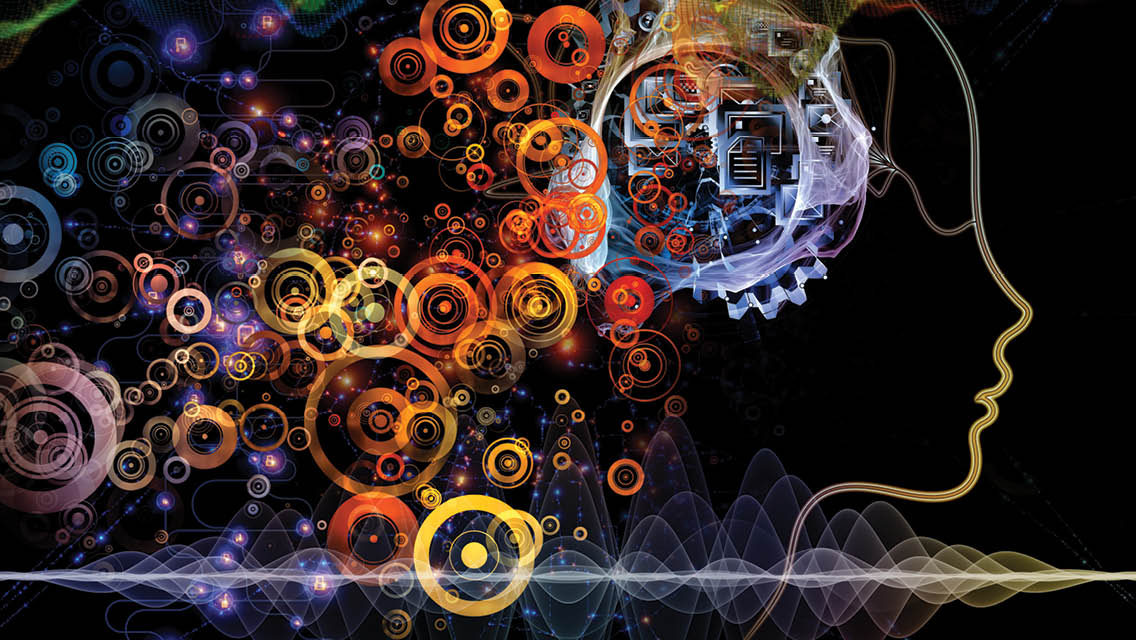 illustration of a head with colorful circles emanating from it