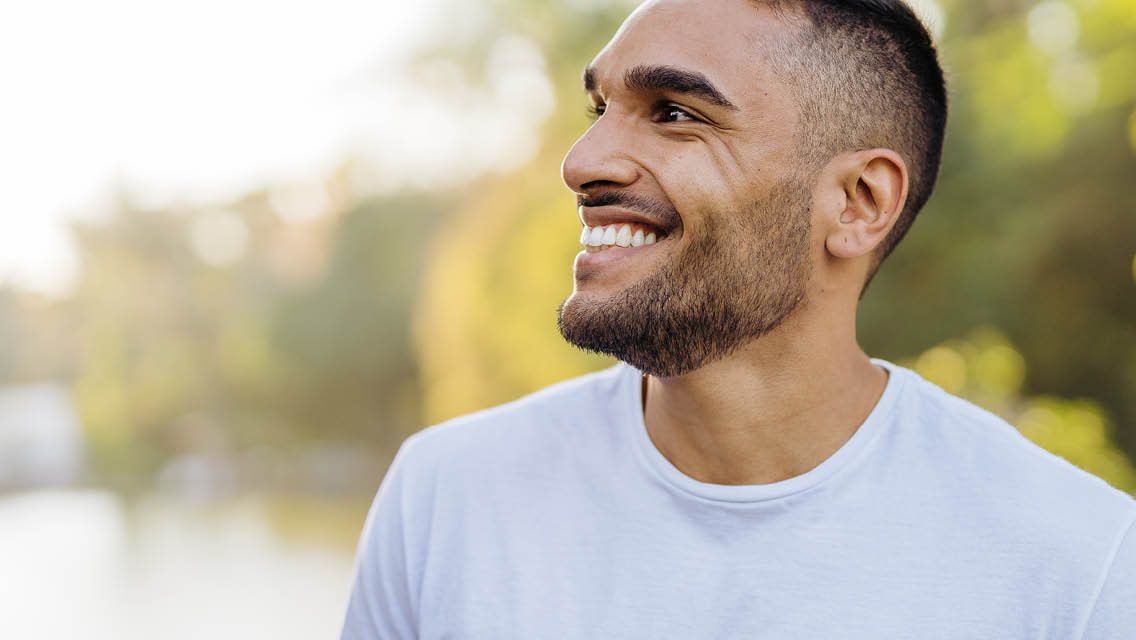 a man smiling