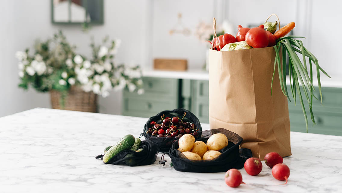 a bag of fresh produce