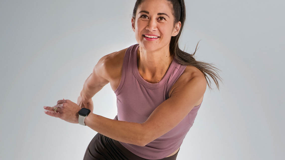 a woman does a lateral jump.