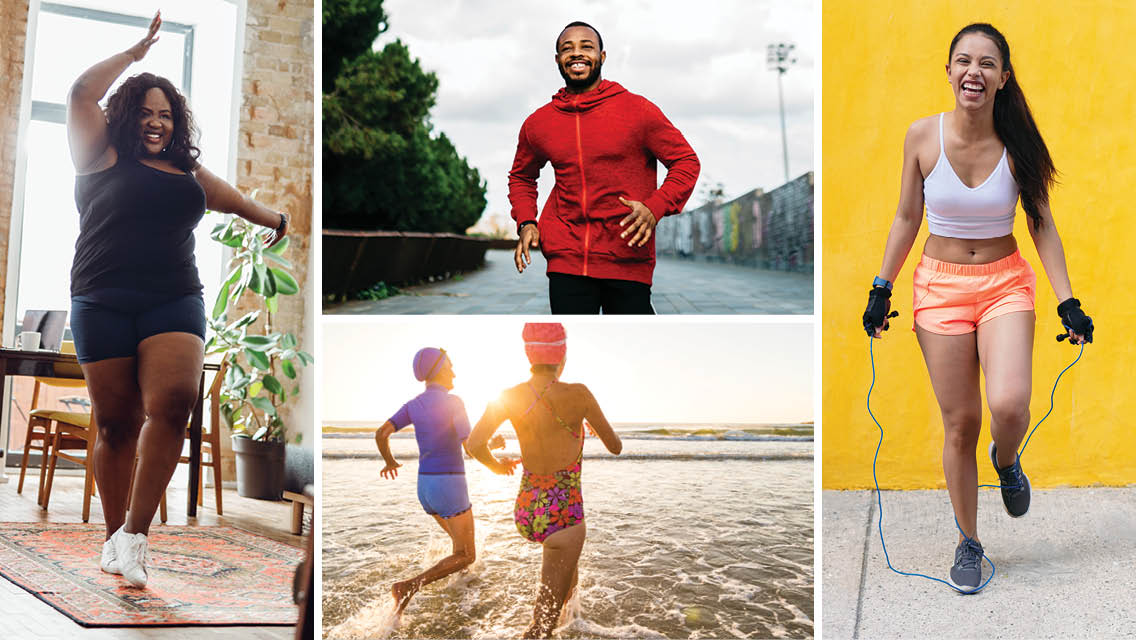 a collage of people enjoying moving their bodies