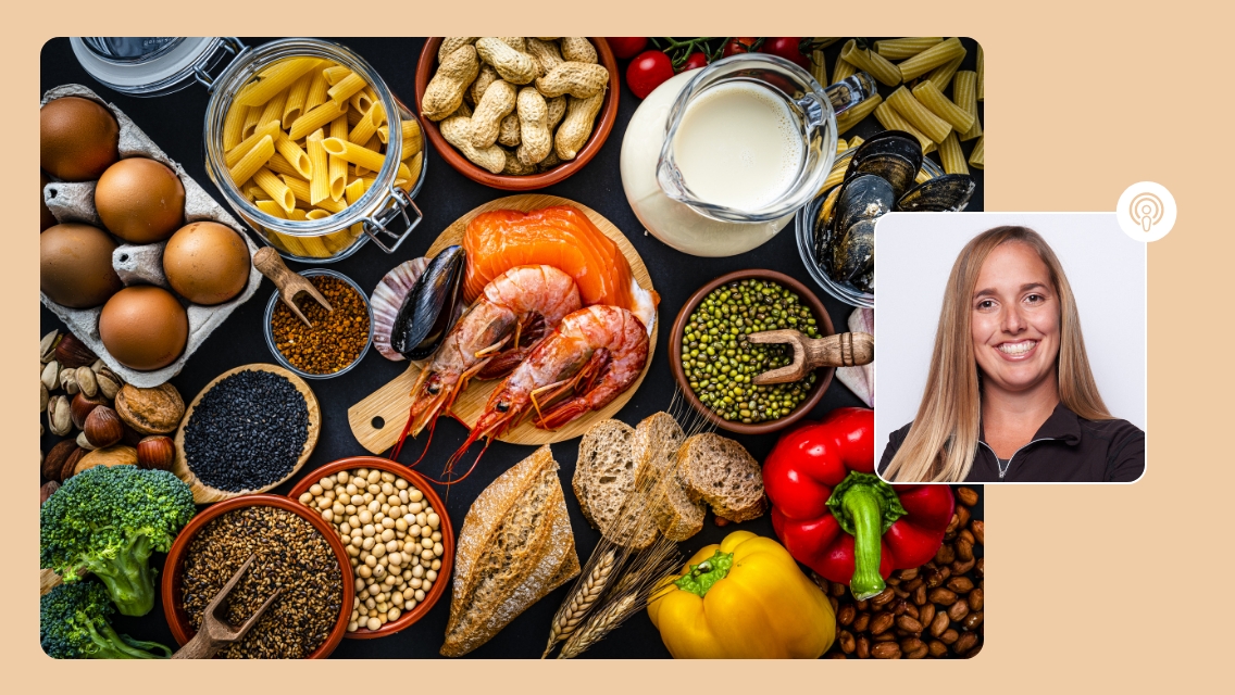 Katie smiling and food in the background