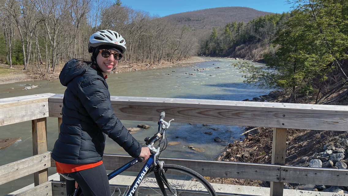 Lindsey Karp riding her bike