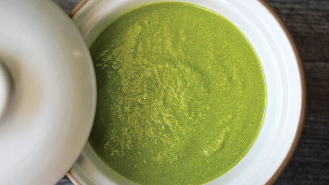 a bowl of Michelle Tam's green mole