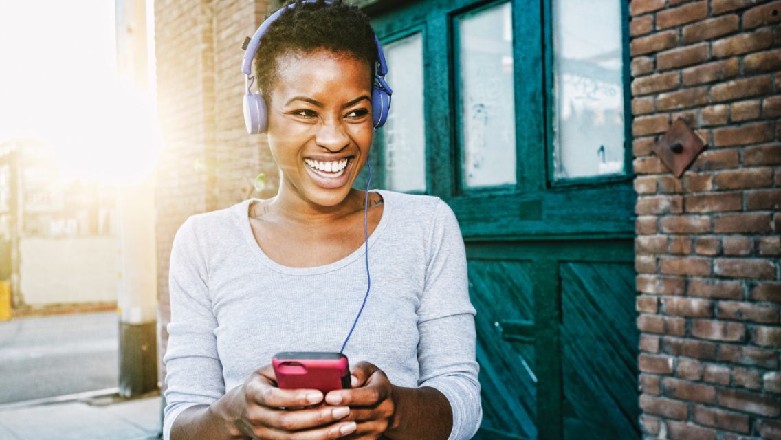 Woman with headphones in