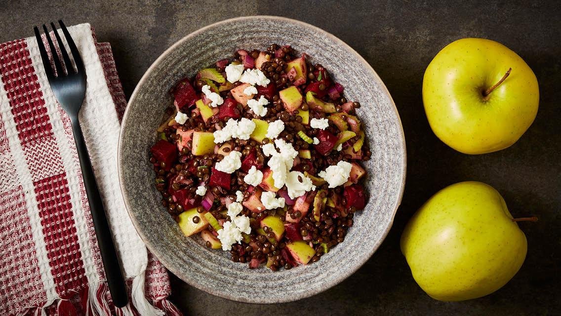lentil salad made with apples