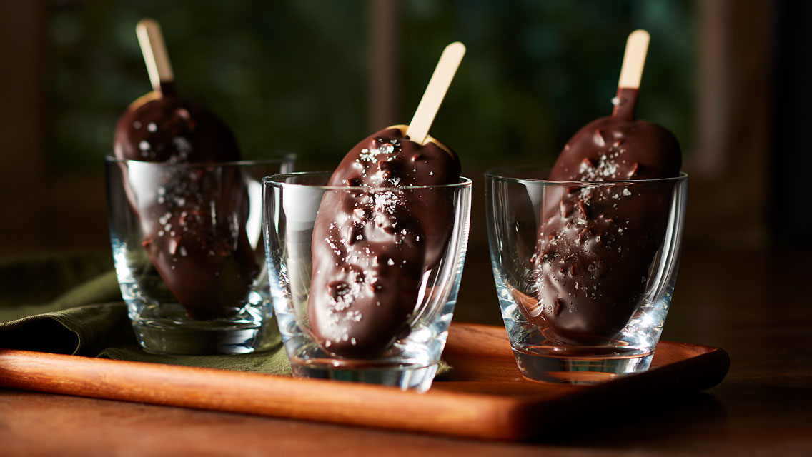 homemade chocolate dipped peanut butter yogurt pops